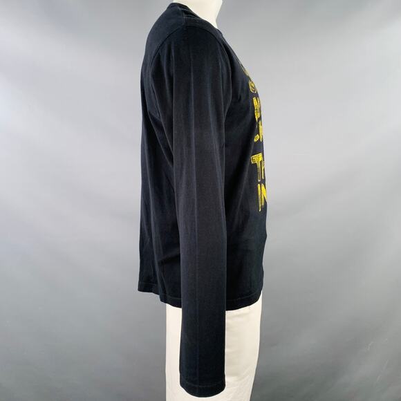 Size  XL Black Yellow Graphic Print Cotton Crew Neck Pullover - Picture 3 of 6